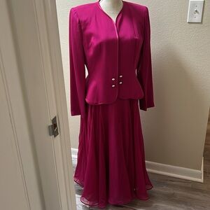 2-piece Silk Suit. Peplum Jacket and full flared skirt.